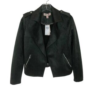NWT Philosophy Womens Size XS Dark Gray Faux Suede Moto Motorcycle Jacket NEW